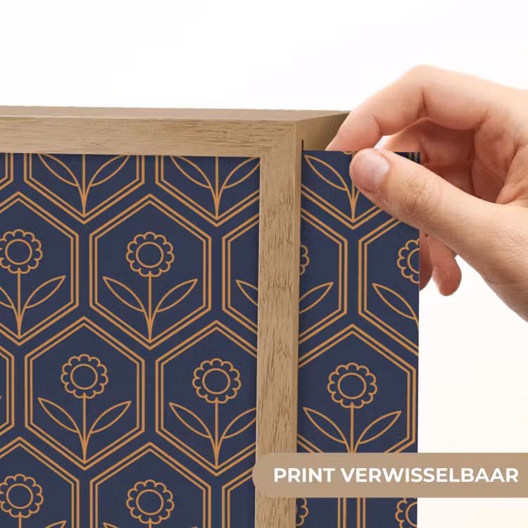 Donkerblauw - Patroon - Bloem - Symmetrisch Light Box met batterij (Wandlamp) middel 907 -USP_websiteprintNL