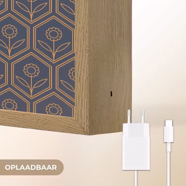 Donkerblauw - Patroon - Bloem - Symmetrisch Light Box met batterij (Wandlamp) middel 907 -USP_websiteoplaadbaarNL