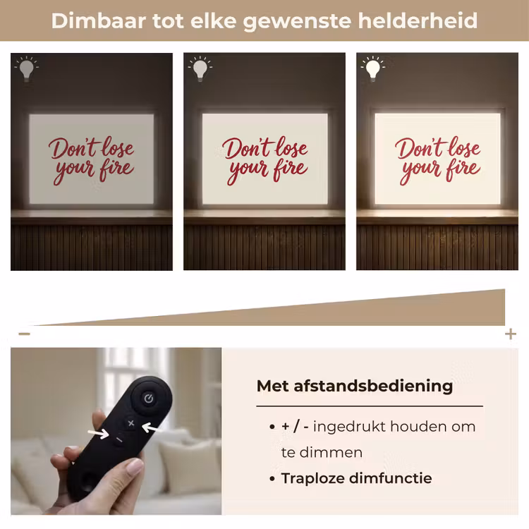 Don't lose your fire - Rood - Wit - Minimalistisch Light Box met batterij (Wandlamp) middel -USP_dimbaarNL