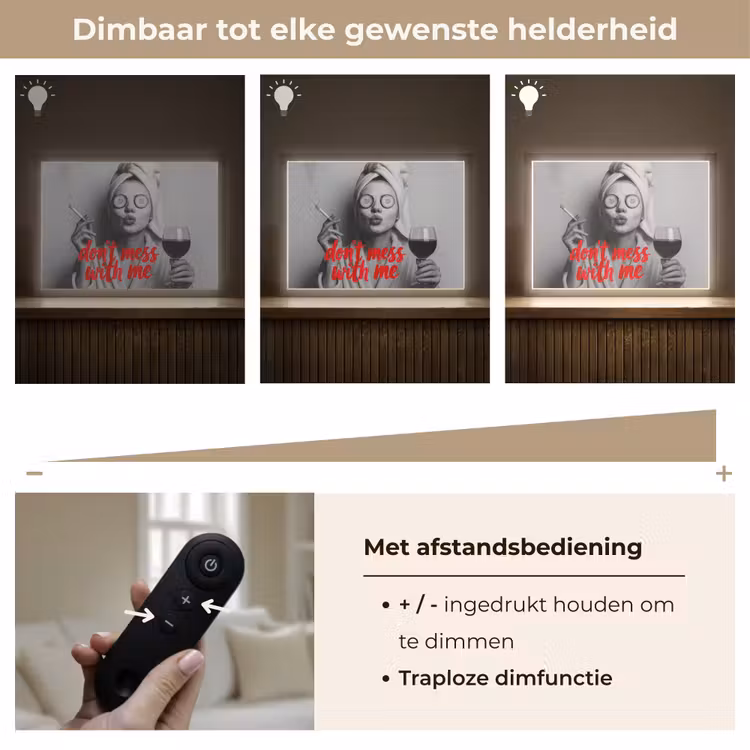 Don't mess with me - Wijn - Vrouw - Sigaret Light Box met batterij (Wandlamp) middel -USP_dimbaarNL