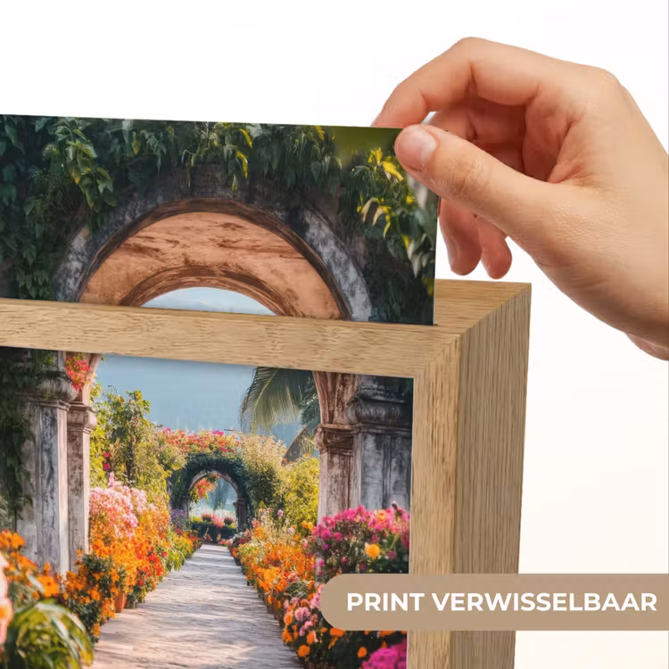 Doorkijk - Bloemen - Tropisch - Kleurrijk Light Box met kabel (Wandlamp) klein -USP_websiteprintNL