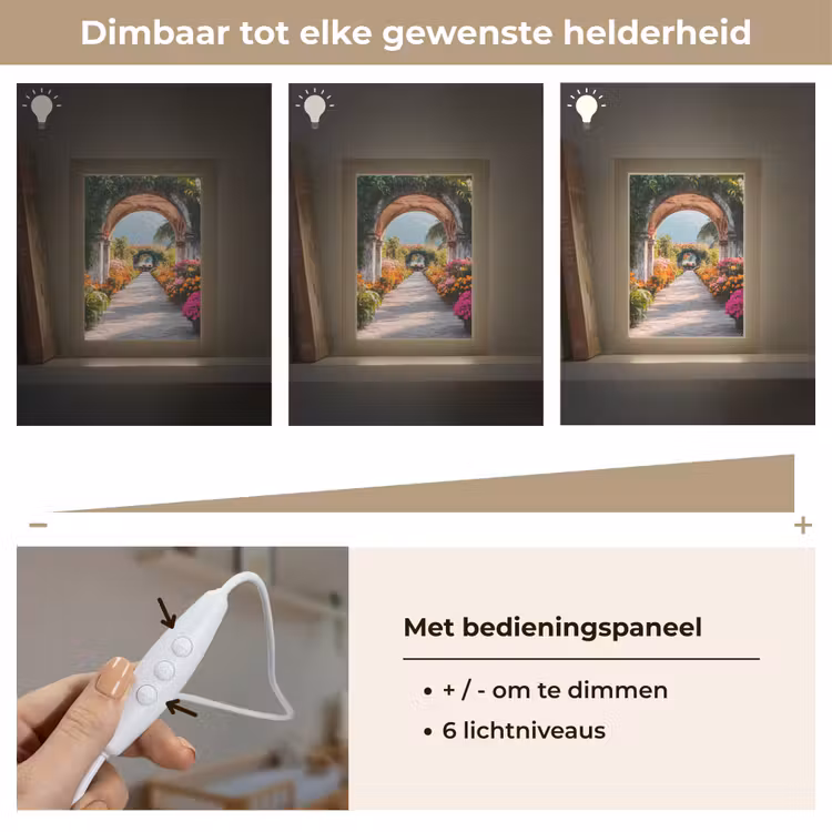 Doorkijk - Bloemen - Tropisch - Kleurrijk Light Box met kabel (Wandlamp) klein -USP_dimbaarNL