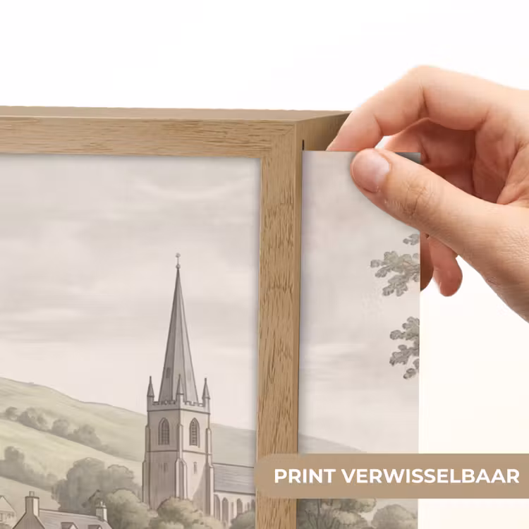 Dorp - Brug - Uitzicht - Groen Light Box met batterij (Wandlamp) middel -USP_websiteprintNL