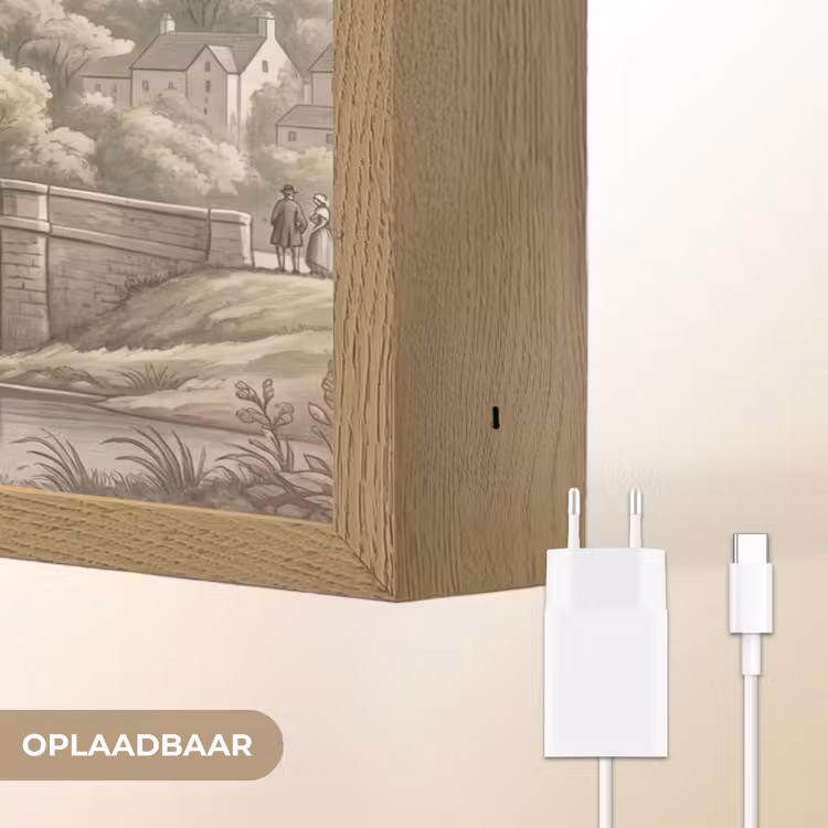 Dorp - Brug - Uitzicht - Groen Light Box met batterij (Wandlamp) middel -USP_websiteoplaadbaarNL