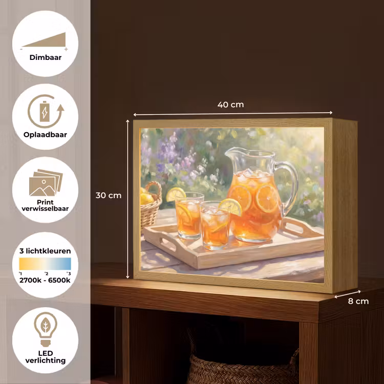Drank - Citroen - Zomer - Tuin - Geel Light Box met batterij (Wandlamp) middel -USP_websiteoverzichtNL