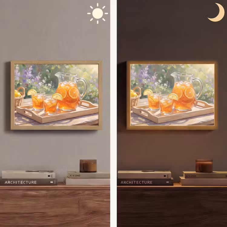 Drank - Citroen - Zomer - Tuin - Geel Light Box met batterij (Wandlamp) middel -sfeer3