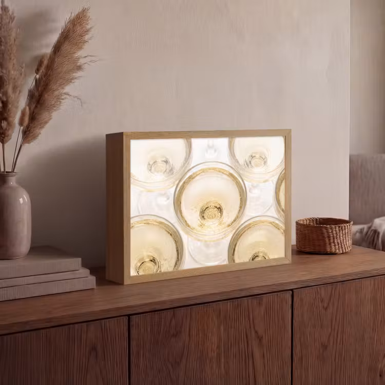 Drank - Glazen - Feest - Goud Light Box met batterij (Wandlamp) middel -sfeer2
