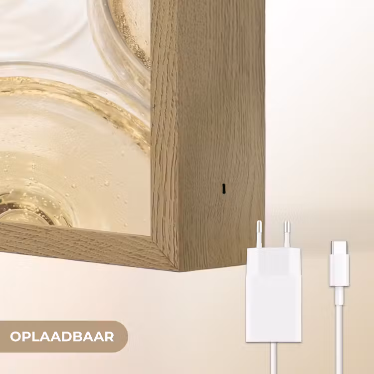 Drank - Glazen - Feest - Goud Light Box met batterij (Wandlamp) middel -USP_websiteoplaadbaarNL