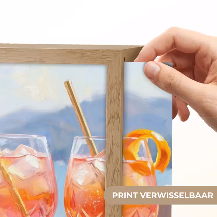 Drank - Glazen - Strand - Zomer - Oranje Light Box met batterij (Wandlamp) middel -USP_websiteprintNL