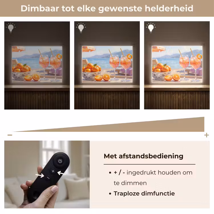 Drank - Glazen - Strand - Zomer - Oranje Light Box met batterij (Wandlamp) middel -USP_dimbaarNL