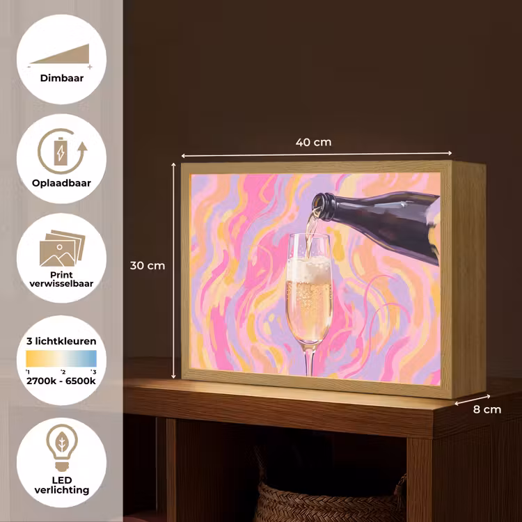 Drank - Inschenken - Feest - Abstract - Roze Light Box met batterij (Wandlamp) middel -USP_websiteoverzichtNL