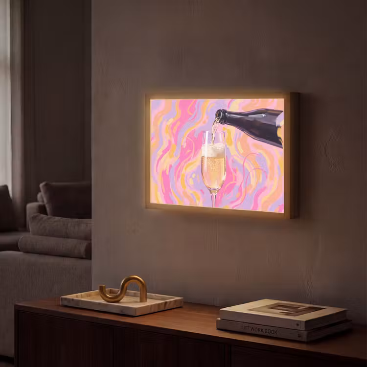 Drank - Inschenken - Feest - Abstract - Roze Light Box met batterij (Wandlamp) middel -sfeer1