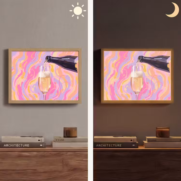 Drank - Inschenken - Feest - Abstract - Roze Light Box met batterij (Wandlamp) middel -sfeer3