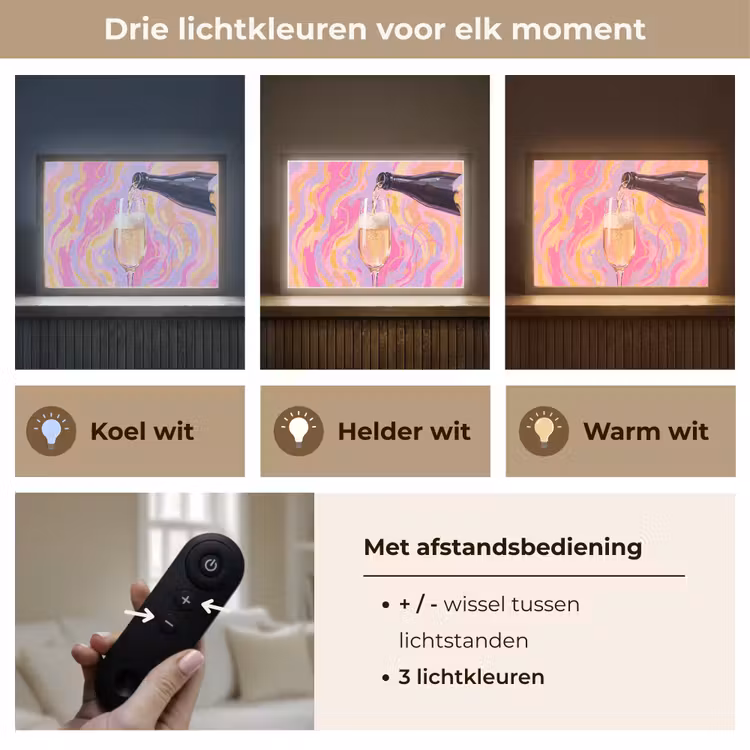 Drank - Inschenken - Feest - Abstract - Roze Light Box met batterij (Wandlamp) middel -USP_lichtkleurNL