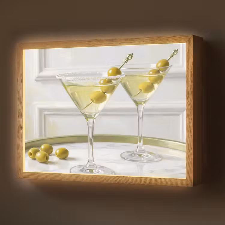 Drank - Martini - Olijven - Modern - Wit Light Box met batterij (Wandlamp) middel -z3d_website