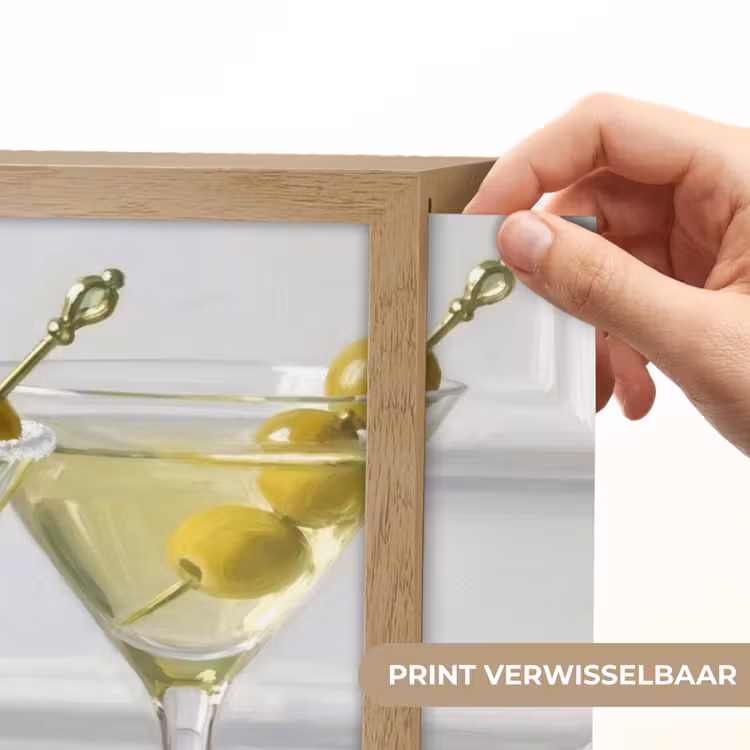 Drank - Martini - Olijven - Modern - Wit Light Box met batterij (Wandlamp) middel -USP_websiteprintNL