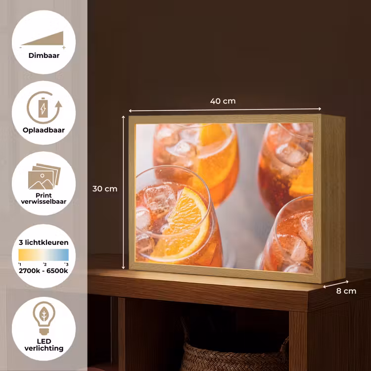 Drank - Sinaasappel - IJs - Zomer - Oranje Light Box met batterij (Wandlamp) middel -USP_websiteoverzichtNL