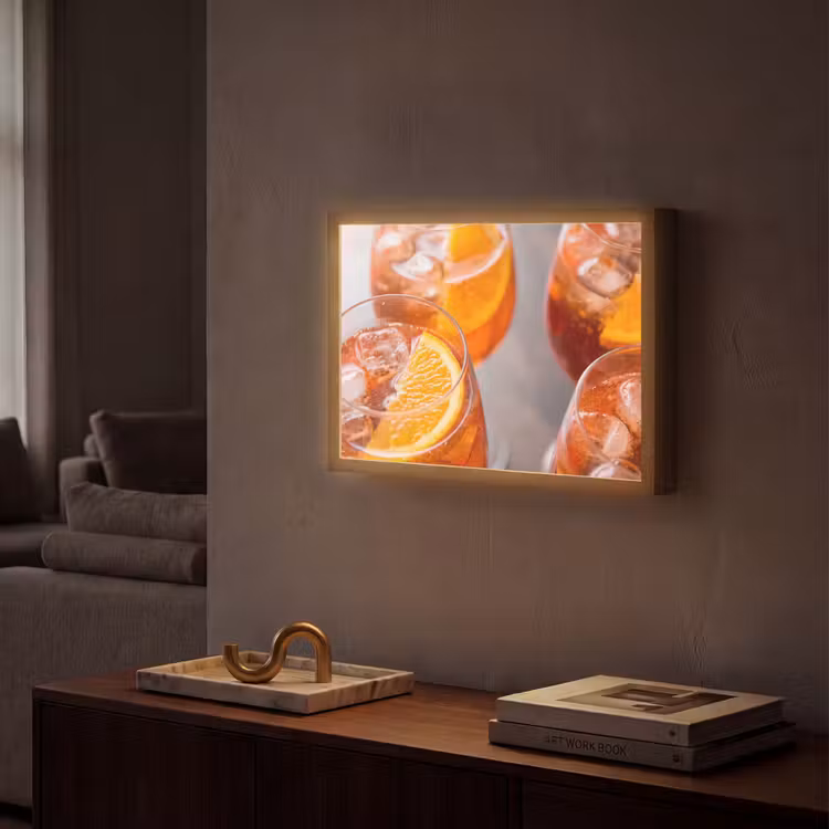 Drank - Sinaasappel - IJs - Zomer - Oranje Light Box met batterij (Wandlamp) middel -sfeer1