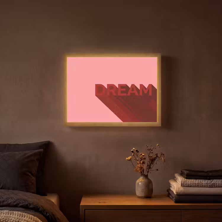 Dream - 3D - Rood - Roze Light Box met batterij (Wandlamp) middel -sfeer4