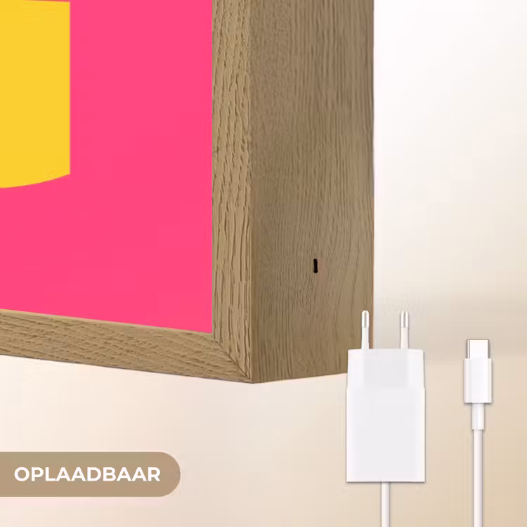 Dream big - Roze - Geel - Minimalistisch Light Box met batterij (Wandlamp) middel -USP_websiteoplaadbaarNL