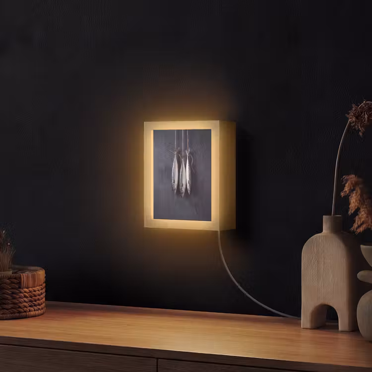 Lightbox - Wandlamp - Drie vissen - Touw - Drie vissen - Touw Light Box met kabel (Wandlamp) klein