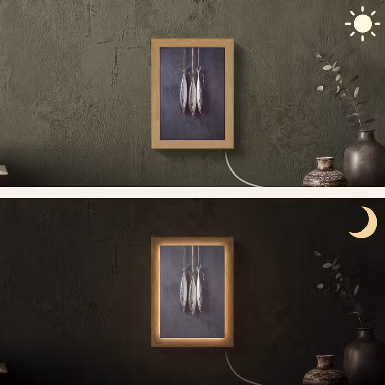 Lightbox - Wandlamp - Drie vissen - Touw - Drie vissen - Touw Light Box met kabel (Wandlamp) klein