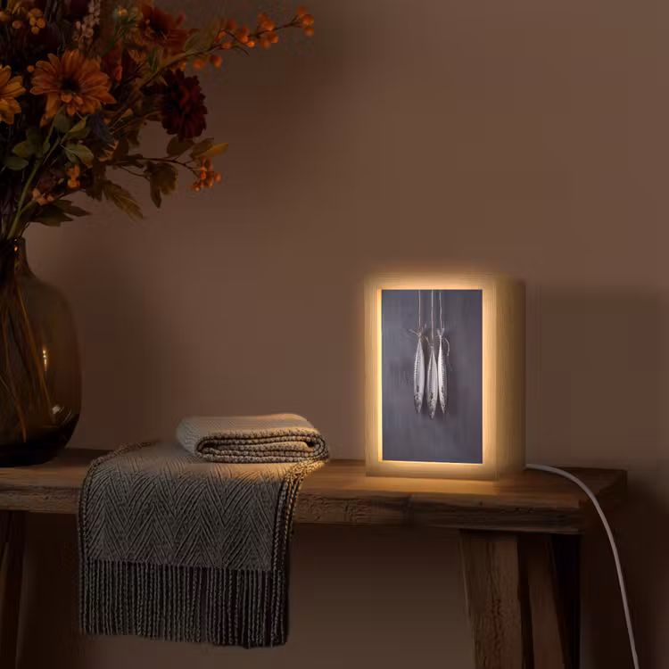 Lightbox - Wandlamp - Drie vissen - Touw - Drie vissen - Touw Light Box met kabel (Wandlamp) klein