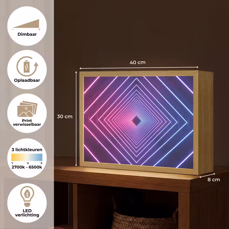Driedimensionaal - Tunnel - Ruimte Light Box met batterij (Wandlamp) middel -USP_websiteoverzichtNL