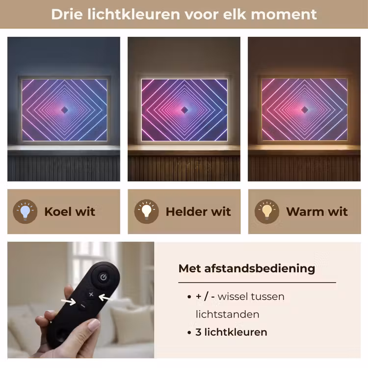 Driedimensionaal - Tunnel - Ruimte Light Box met batterij (Wandlamp) middel -USP_lichtkleurNL