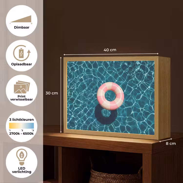 Drijvend - Zwemband - Water Light Box met batterij (Wandlamp) middel -USP_websiteoverzichtNL