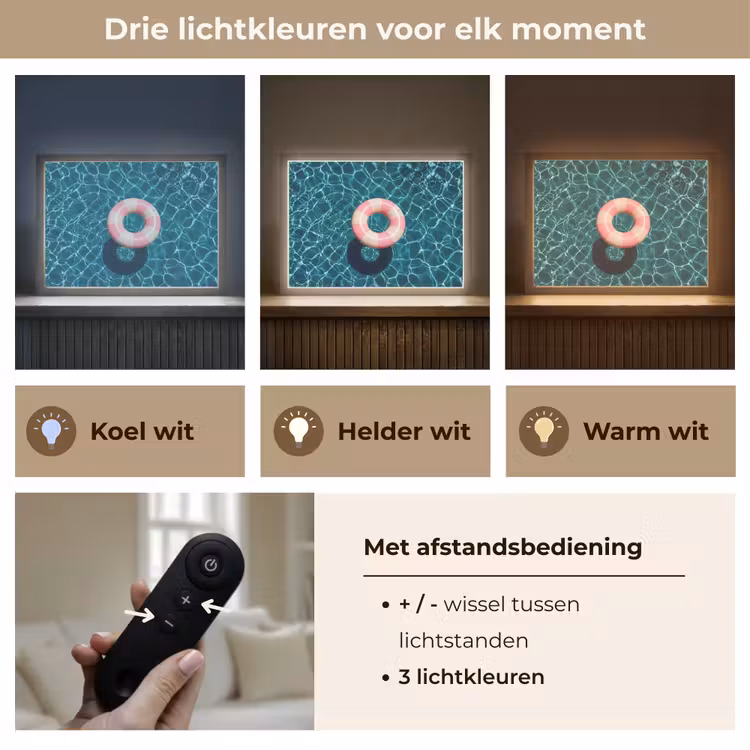 Drijvend - Zwemband - Water Light Box met batterij (Wandlamp) middel -USP_lichtkleurNL