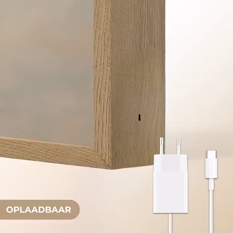 Dromerig - Beige - Paardenbloemzaadjes Light Box met batterij (Wandlamp) middel -USP_websiteoplaadbaarNL