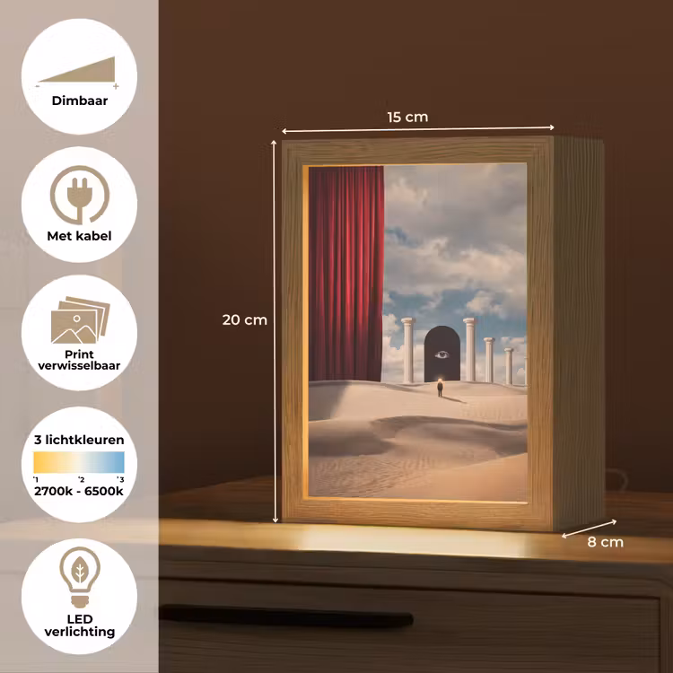 Lightbox - Wandlamp - Droom - Woestijn - Oog - Droom - Woestijn - Oog Light Box met kabel (Wandlamp) klein