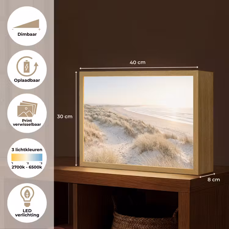 Duinen - Strand - Beige Light Box met batterij (Wandlamp) middel -USP_websiteoverzichtNL