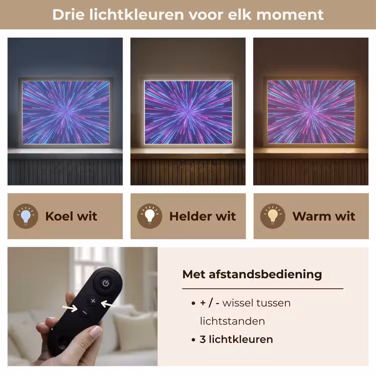 Dynamisch - Ruimte - Kleurrijk Light Box met batterij (Wandlamp) middel -USP_lichtkleurNL