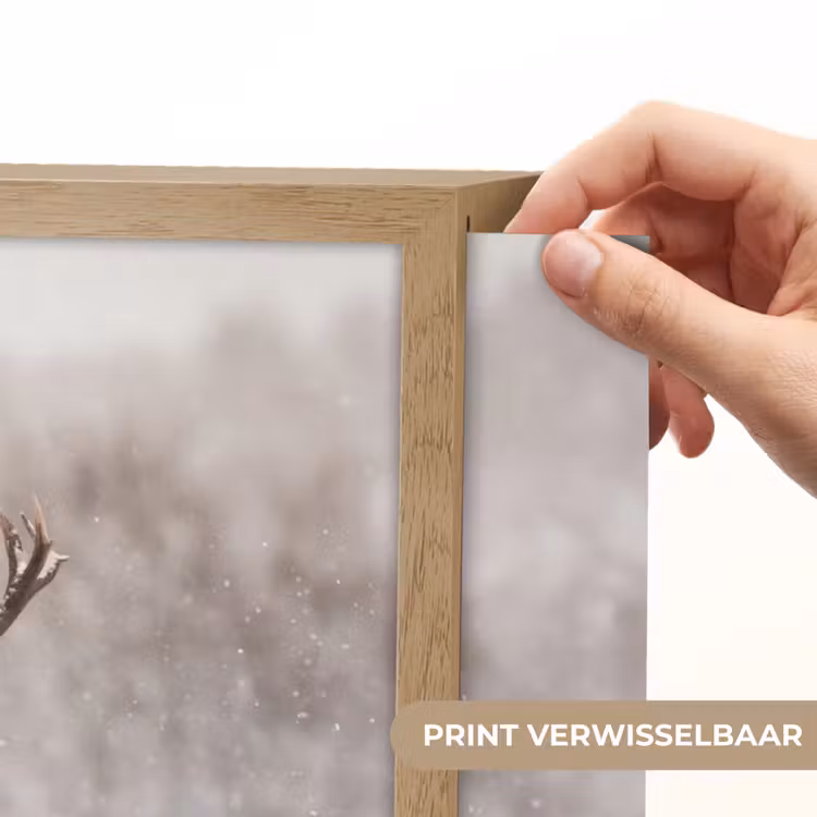 Edelhert - Bos - Sneeuw - Winter - Majestueus Light Box met batterij (Wandlamp) middel -USP_websiteprintNL