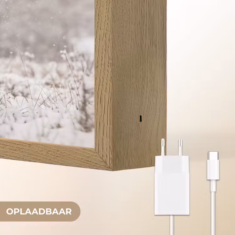 Edelhert - Bos - Sneeuw - Winter - Majestueus Light Box met batterij (Wandlamp) middel -USP_websiteoplaadbaarNL