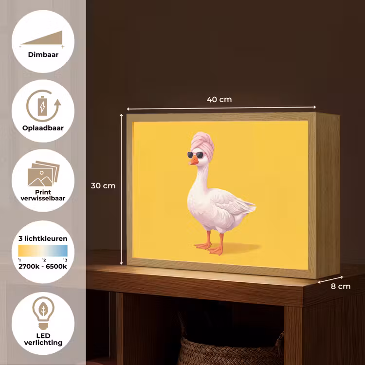 Eend - Zonnebril - Geel Light Box met batterij (Wandlamp) middel -USP_websiteoverzichtNL
