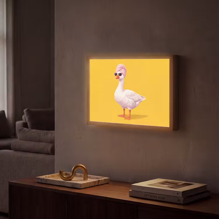 Eend - Zonnebril - Geel Light Box met batterij (Wandlamp) middel -sfeer1