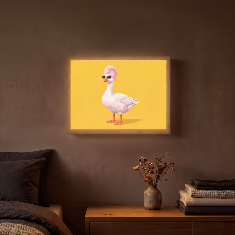 Eend - Zonnebril - Geel Light Box met batterij (Wandlamp) middel -sfeer4