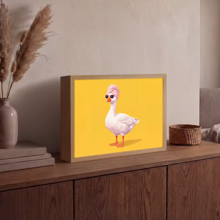 Eend - Zonnebril - Geel Light Box met batterij (Wandlamp) middel -sfeer2