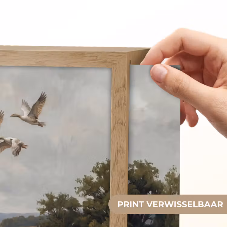 Eenden - Rivier - Landschap - Vlucht - Nostalgisch Light Box met batterij (Wandlamp) middel -USP_websiteprintNL