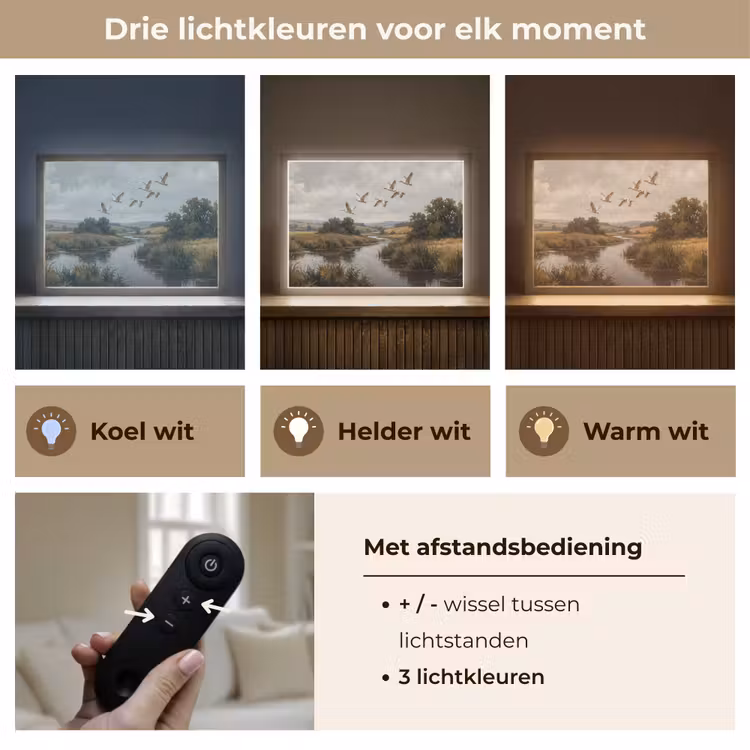 Eenden - Rivier - Landschap - Vlucht - Nostalgisch Light Box met batterij (Wandlamp) middel -USP_lichtkleurNL
