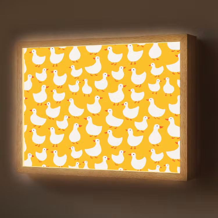 Eendjes - Patroon - Geel Light Box met batterij (Wandlamp) middel 907 -z3d_website