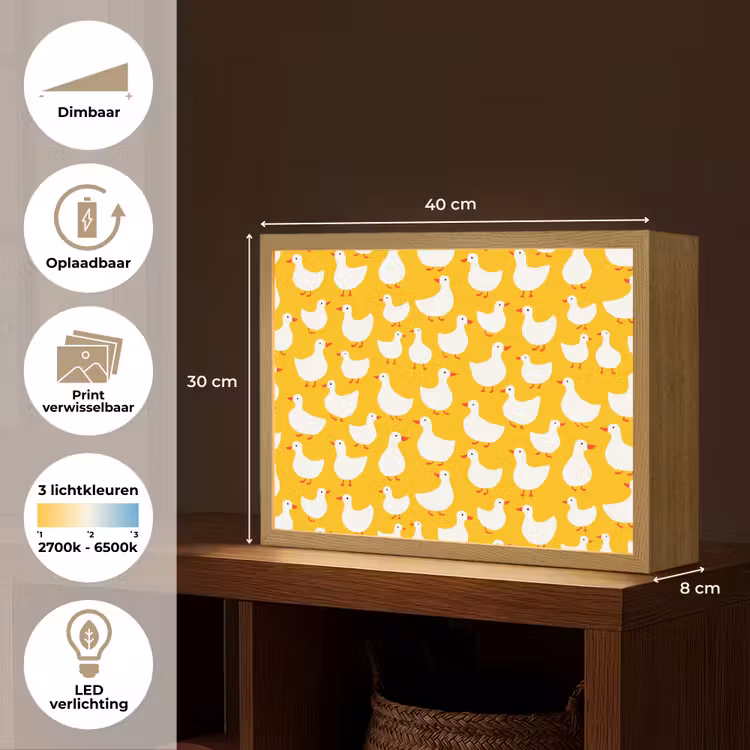 Eendjes - Patroon - Geel Light Box met batterij (Wandlamp) middel 907 -USP_websiteoverzichtNL