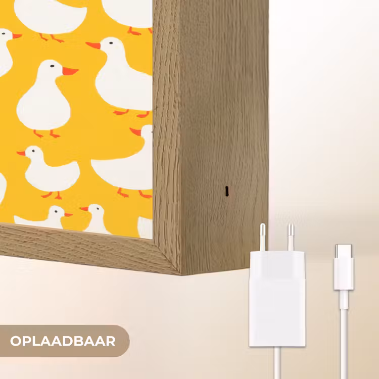 Eendjes - Patroon - Geel Light Box met batterij (Wandlamp) middel 907 -USP_websiteoplaadbaarNL