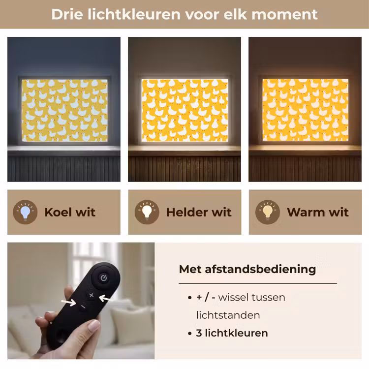 Eendjes - Patroon - Geel Light Box met batterij (Wandlamp) middel 907 -USP_lichtkleurNL