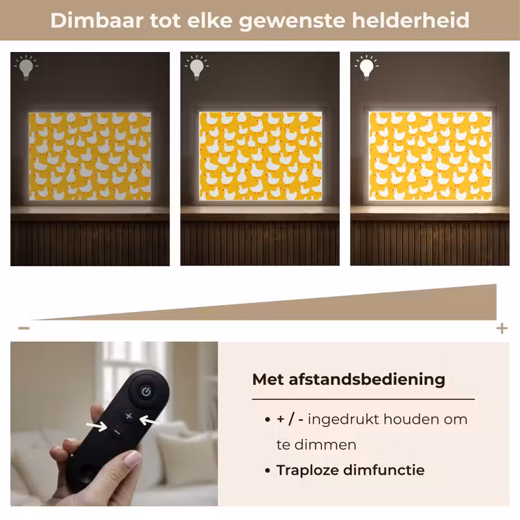 Eendjes - Patroon - Geel Light Box met batterij (Wandlamp) middel 907 -USP_dimbaarNL