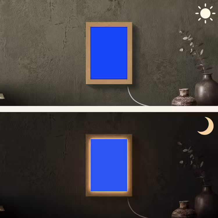 Electric - Blue - Blauw Light Box met kabel (Wandlamp) klein 929 -sfeer3