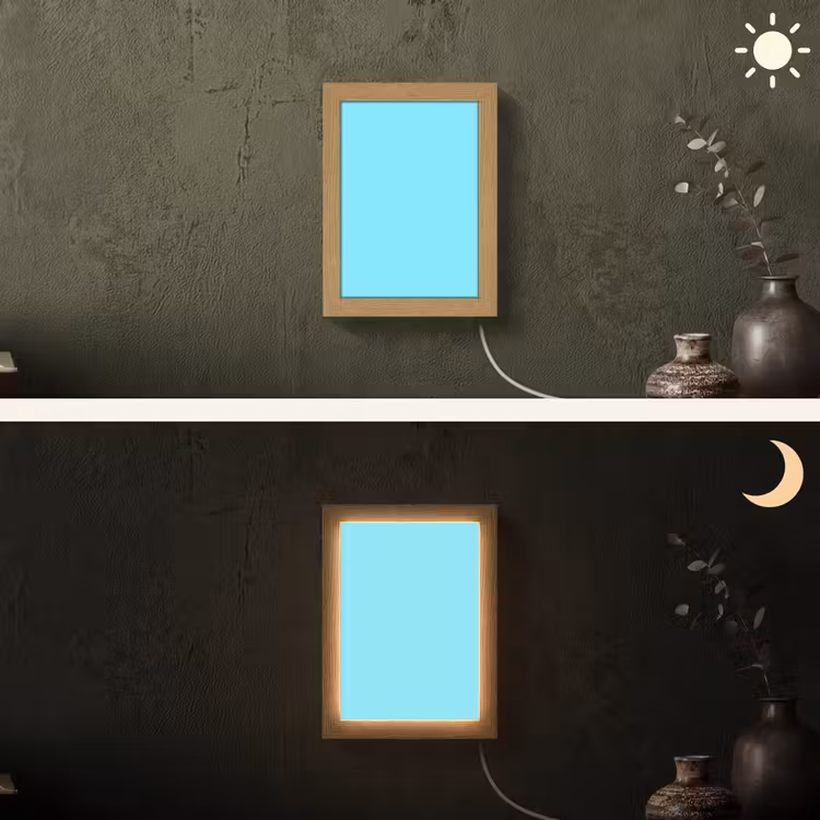 Electric - Cyan - Blauw Light Box met kabel (Wandlamp) klein 929 -sfeer3